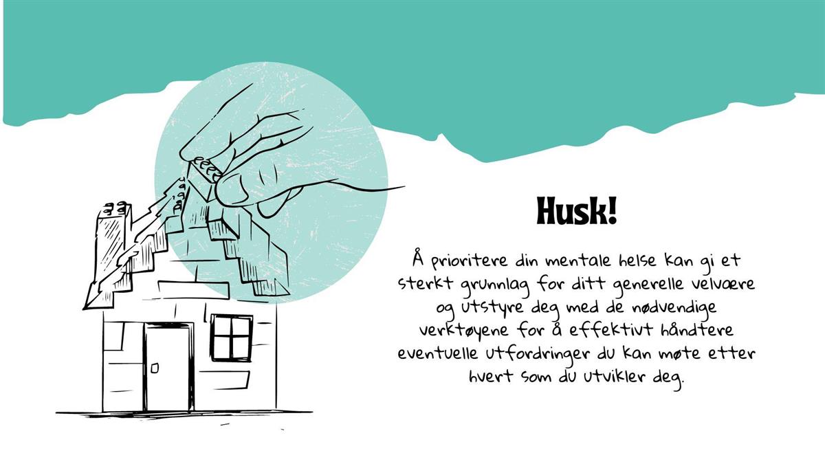 Illustrasjons bilde av et hus som blir bygget opp med legobrikker av en svevende hånd - Klikk for stort bilde